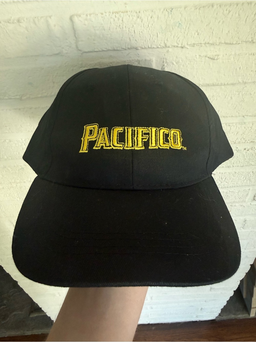 Pacifico Black Baseball Cap with Yellow Embroidered Logo
